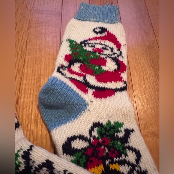 100% Sheep's Wool handmade wool warm Snowman socks - Picture 8 of 16